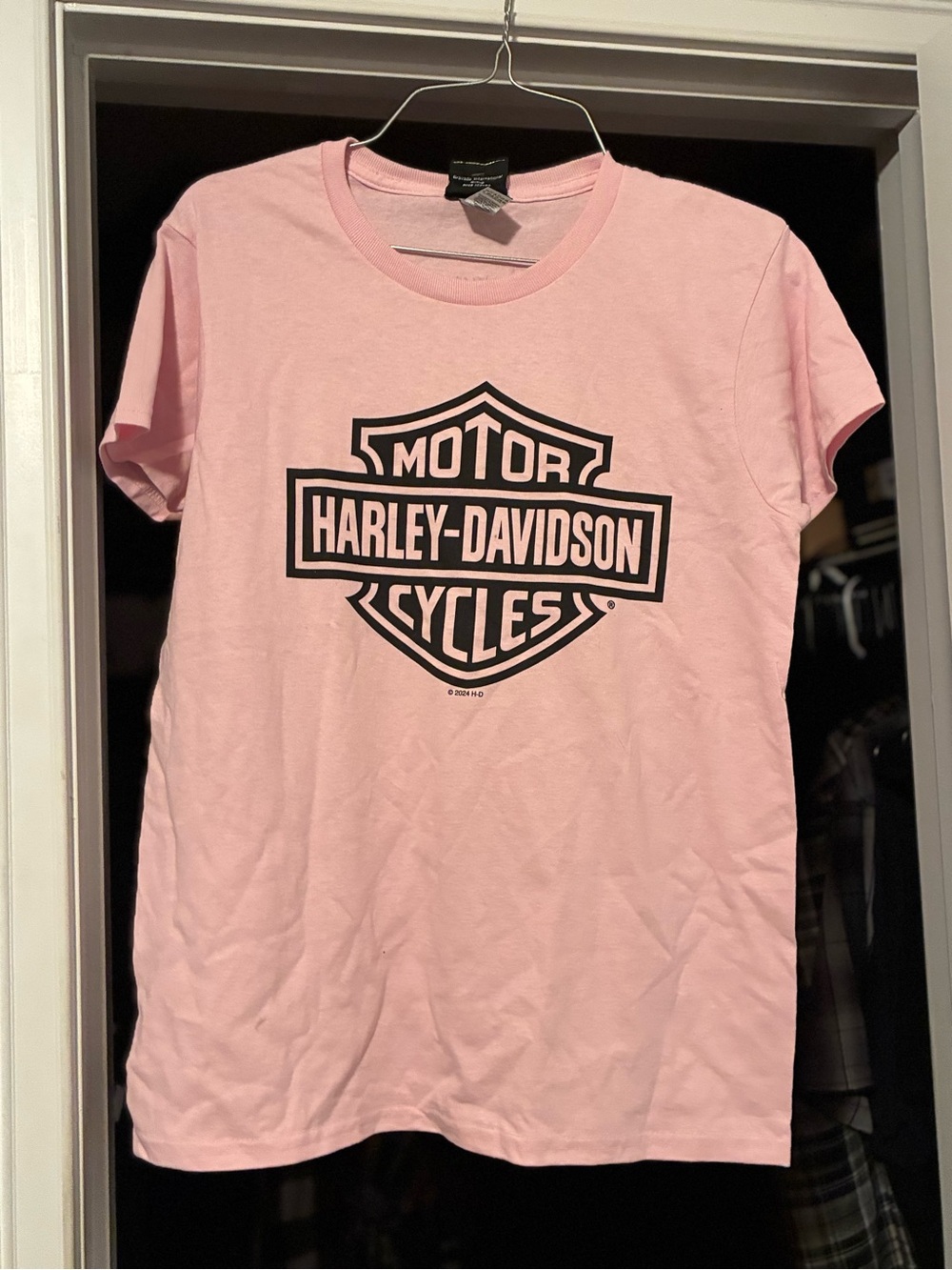 Harley-Davidson Pink Tee with Black Logo Short Sleeve